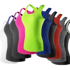 Women's Running Tank Top Compression Tank Top Racerback Sleeveless Base Layer Athletic Spandex Breathable Quick Dry Gym Workout Running Jogging Sportswear Activewear Solid Colored Black / Orange Neon