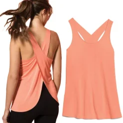 Women's Running Tank Top Open Back Cross Back Sleeveless Top Athleisure Breathable Quick Dry Lightweight Yoga Fitness Gym Workout Sportswear Activewear Solid Colored Coral Purple White