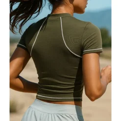 Women's Running Top Slim Short Sleeve Top Athleisure Cotton Breathable Quick Dry Lightweight Tennis Golf Running Sportswear Activewear Color Block Black White Light Grey