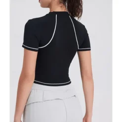 Women's Running Top Slim Short Sleeve Top Athleisure Cotton Breathable Quick Dry Lightweight Tennis Golf Running Sportswear Activewear Color Block Black White Light Grey