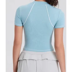 Women's Running Top Slim Short Sleeve Top Athleisure Cotton Breathable Quick Dry Lightweight Tennis Golf Running Sportswear Activewear Color Block Black White Light Grey