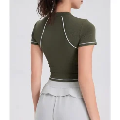 Women's Running Top Slim Short Sleeve Top Athleisure Cotton Breathable Quick Dry Lightweight Tennis Golf Running Sportswear Activewear Color Block Black White Light Grey