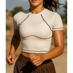 Women's Running Top Slim Short Sleeve Top Athleisure Cotton Breathable Quick Dry Lightweight Tennis Golf Running Sportswear Activewear Color Block Black White Light Grey