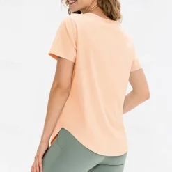 Women's Running T-Shirt Short Sleeve Tee Tshirt Casual Athleisure Breathable Quick Dry Soft Gym Workout Running Walking Sportswear Activewear Solid Colored Apricot Black Pink