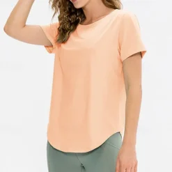 Women's Running T-Shirt Short Sleeve Tee Tshirt Casual Athleisure Breathable Quick Dry Soft Gym Workout Running Walking Sportswear Activewear Solid Colored Apricot Black Pink