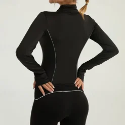 Women's Running T-Shirt Zipper Long Sleeve Tee Tshirt Casual Athleisure Breathable Quick Dry Gym Workout Running Walking Sportswear Activewear Color Block Black White Red