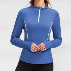 Women's Running T-Shirt Zipper Long Sleeve Zip Top Casual Athleisure Fall Breathable Quick Dry Soft Gym Workout Running Walking Sportswear Activewear Solid Colored Black Pink Burgundy