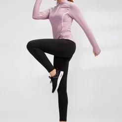 Women's Running T-Shirt Zipper Long Sleeve Zip Top Casual Athleisure Fall Breathable Quick Dry Soft Gym Workout Running Walking Sportswear Activewear Solid Colored Black Pink Burgundy