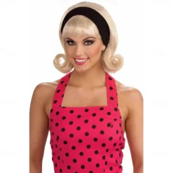 Womens 50'S Flip Headband Costume Wig Party Supplies Blonde Halloween Cosplay Party Wigs