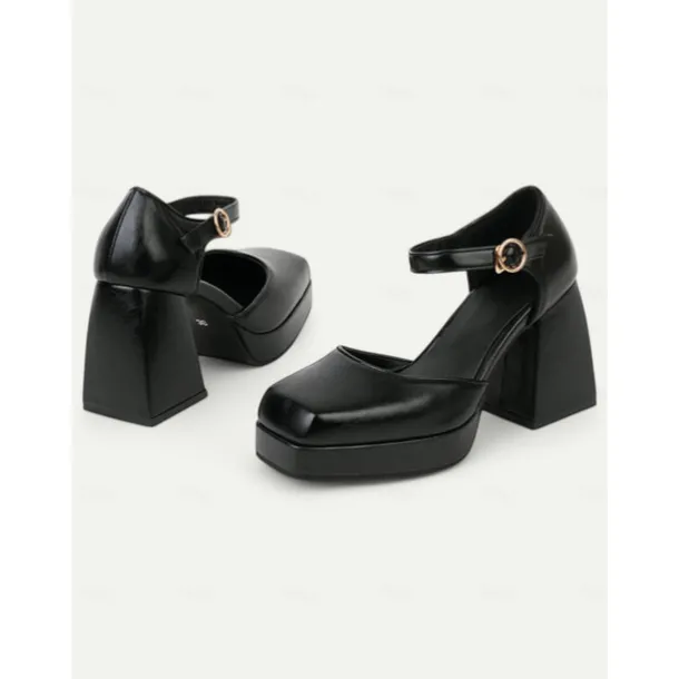 Women's 1980s Pink Platform Heels with Square Toe and Ankle Strap – Bold and Stylish Footwear for Parties, Night Outs, and Trendy Events