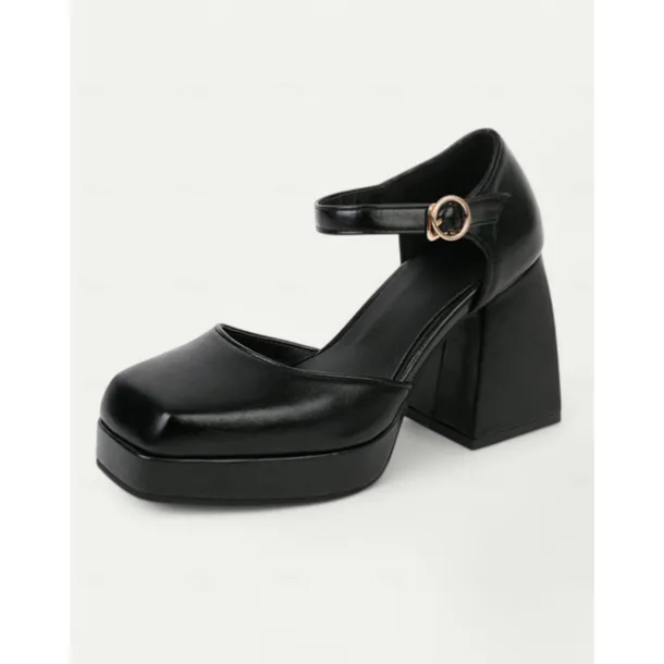 Women's 1980s Pink Platform Heels with Square Toe and Ankle Strap – Bold and Stylish Footwear for Parties, Night Outs, and Trendy Events