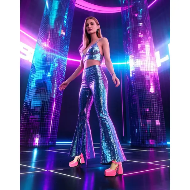 Women's 1980s Pink Platform Heels with Square Toe and Ankle Strap – Bold and Stylish Footwear for Parties, Night Outs, and Trendy Events