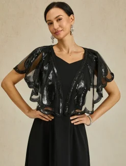 Women's 1920s Shawl Sequin Beaded Evening Cape Retro Wraps Scarf Cover Up for Wedding Party Bride Dress