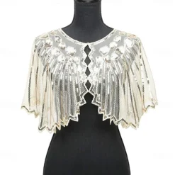 Women's 1920s Shawl Wraps Beaded Sequin Gatsby Cape Evening Bolero Flapper Cover Up Roaring 20s The Great Gatsby Party Evening