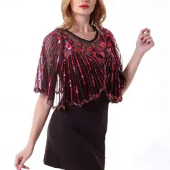 Women's 1920s Shawl Wraps Beaded Sequin Gatsby Cape Evening Bolero Flapper Cover Up Roaring 20s The Great Gatsby Party Evening