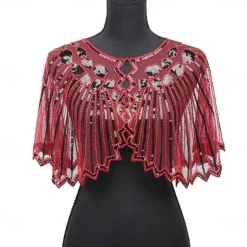 Women's 1920s Shawl Wraps Beaded Sequin Gatsby Cape Evening Bolero Flapper Cover Up Roaring 20s The Great Gatsby Party Evening