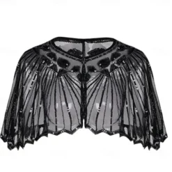 Women's 1920s Shawl Wraps Beaded Sequin Gatsby Cape Evening Bolero Flapper Cover Up Roaring 20s The Great Gatsby Party Evening