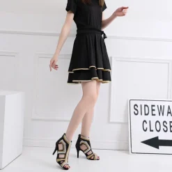 Women's Salsa Shoes Dance Boots Tango Shoes Performance Training Ankle Boots Heel Crystal / Rhinestone Sided Hollow Out Slim High Heel Peep Toe Zipper Lace-up Adults' Black / Gold