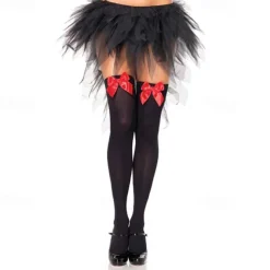 Women's Satin Bow Stockings Thigh High Stockings Hosiery Socks with Bow Knee Socks Stockings Oktoberfest Cosplay Party Girls Halloween Carnival Accessories