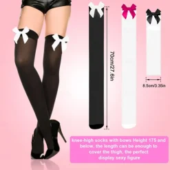 Women's Satin Bow Stockings Thigh High Stockings Hosiery Socks with Bow Knee Socks Stockings Oktoberfest Cosplay Party Girls Halloween Carnival Accessories