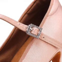 Women's Satin Dance Shoes with Adjustable Ankle Strap – Elegant Ballroom and Latin Dance Heels for Performances and Competitions