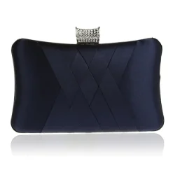 Women's Satin Evening Clutch Bag – Elegant Purple Purse with Rhinestone Clasp for Weddings, Parties & Formal Events