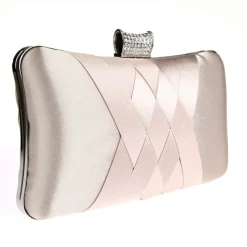 Women's Satin Evening Clutch Bag – Elegant Purple Purse with Rhinestone Clasp for Weddings, Parties & Formal Events