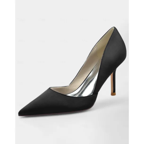 Women's Satin Pointed-Toe Stiletto Heels - Elegant High Heels for Evening Events, Parties, and Weddings