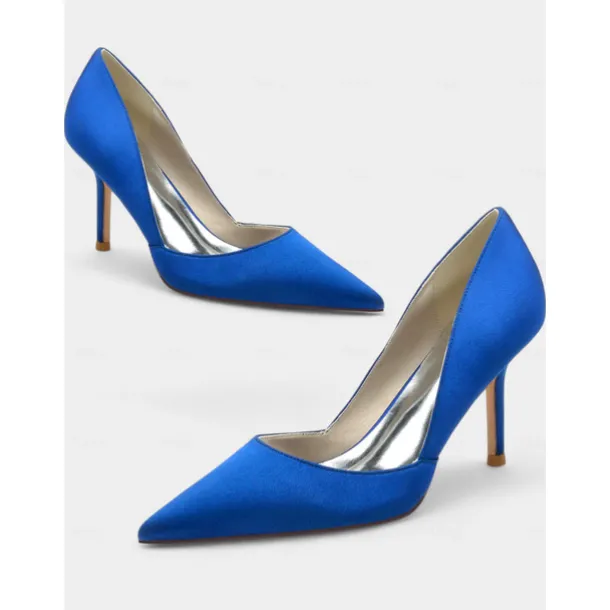 Women's Satin Pointed-Toe Stiletto Heels - Elegant High Heels for Evening Events, Parties, and Weddings