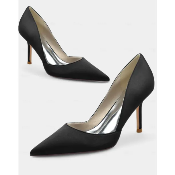 Women's Satin Pointed-Toe Stiletto Heels - Elegant High Heels for Evening Events, Parties, and Weddings
