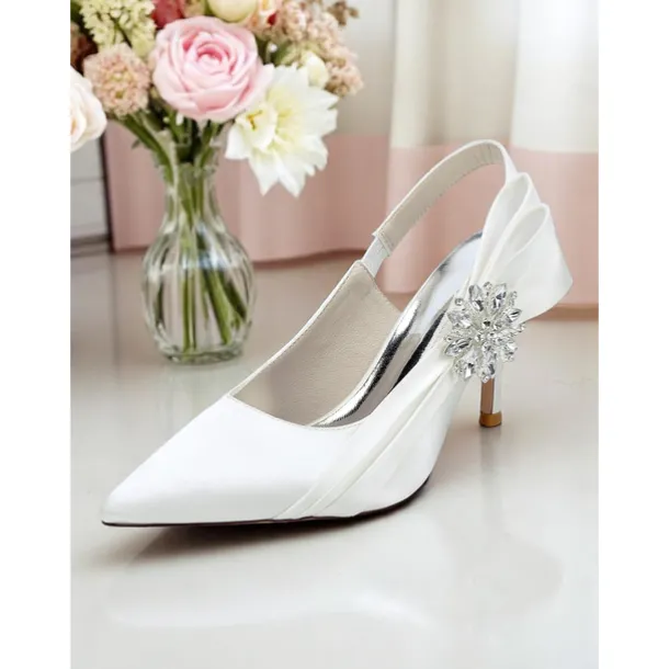 Women's Satin Slingback Peep-Toe Heels with Elegant Bow - Stylish Heels for Cocktail Parties and Evening Wear