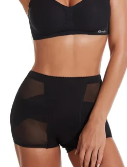 Women's Scrunch Butt Shorts Shapewear Mesh Plain Short Black Home Outfits