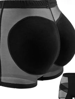 Women's Scrunch Butt Shorts Shapewear Mesh Plain Short Black Home Outfits