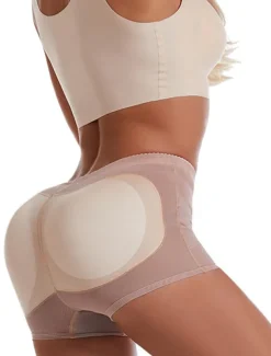 Women's Scrunch Butt Shorts Shapewear Mesh Plain Short Black Home Outfits