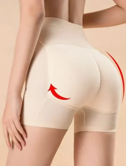 Women's Scrunch Butt Shorts Shapewear Plain High Waist Short Black Home Outfits