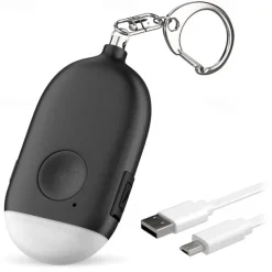 Women's Self Defense Personal Alarm Key Fob USB Rechargeable 130 dB Loud Security Alarm Whistle with LED Light Panic Button or Pull Pin Alarm Device Key Fob
