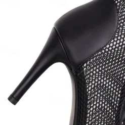Women's Sexy Black Lace-Up Mesh Dance Boots with Peep-Toe Design - Ideal for Dance Parties and Performances