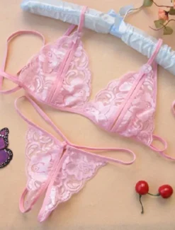 Women's Sexy Lingerie Lingerie Set Pure Color Lovers Hot Home Valentine's Day Bed Lace Breathable Straps Sleeveless Backless Summer Spring Home Outfits