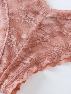 Women's Sexy Lingerie Panties Pure Color Lovers Hot Home Valentine's Day Bed Lace Breathable Hole Summer Spring Home Outfits