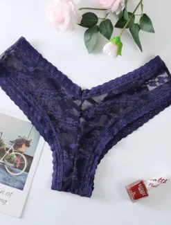 Women's Sexy Lingerie Panties Pure Color Lovers Hot Home Valentine's Day Bed Lace Breathable Hole Summer Spring Home Outfits
