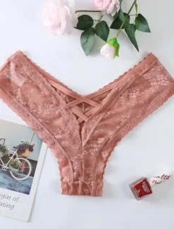 Women's Sexy Lingerie Panties Pure Color Lovers Hot Home Valentine's Day Bed Lace Breathable Hole Summer Spring Home Outfits