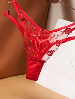 Women's Sexy Lingerie Panties Flower Lovers Hot Comfort Home Valentine's Day Bed Nylon Breathable Embroidery Hole Summer Spring Home Outfits