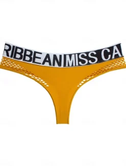 Women's Sexy Lingerie Panties Letter Lovers Hot Comfort Home Valentine's Day Bed Nylon Breathable Hole Summer Spring Home Outfits