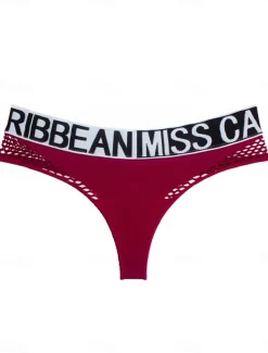 Women's Sexy Lingerie Panties Letter Lovers Hot Comfort Home Valentine's Day Bed Nylon Breathable Hole Summer Spring Home Outfits