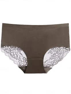 Women's Sexy Lingerie Panties Pure Color Lovers Hot Home Valentine's Day Bed Ice Silk Breathable Hole Summer Spring Home Outfits