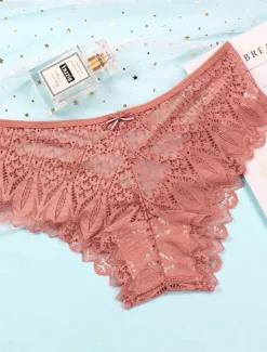 Women's Sexy Lingerie Panties Pure Color Lovers Hot Home Valentine's Day Bed Lace Breathable Hole Summer Spring Home Outfits