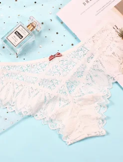 Women's Sexy Lingerie Panties Pure Color Lovers Hot Home Valentine's Day Bed Lace Breathable Hole Summer Spring Home Outfits