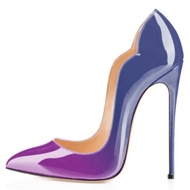 Women's Sexy Ombre Patent Leather Stiletto High Heels - Elegant Red Gradient Pointed Toe Pumps for Parties, Weddings, and Special Occasions