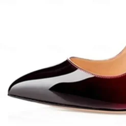 Women's Sexy Ombre Patent Leather Stiletto High Heels - Elegant Red Gradient Pointed Toe Pumps for Parties, Weddings, and Special Occasions