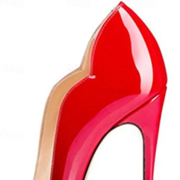 Women's Sexy Ombre Patent Leather Stiletto High Heels - Elegant Red Gradient Pointed Toe Pumps for Parties, Weddings, and Special Occasions